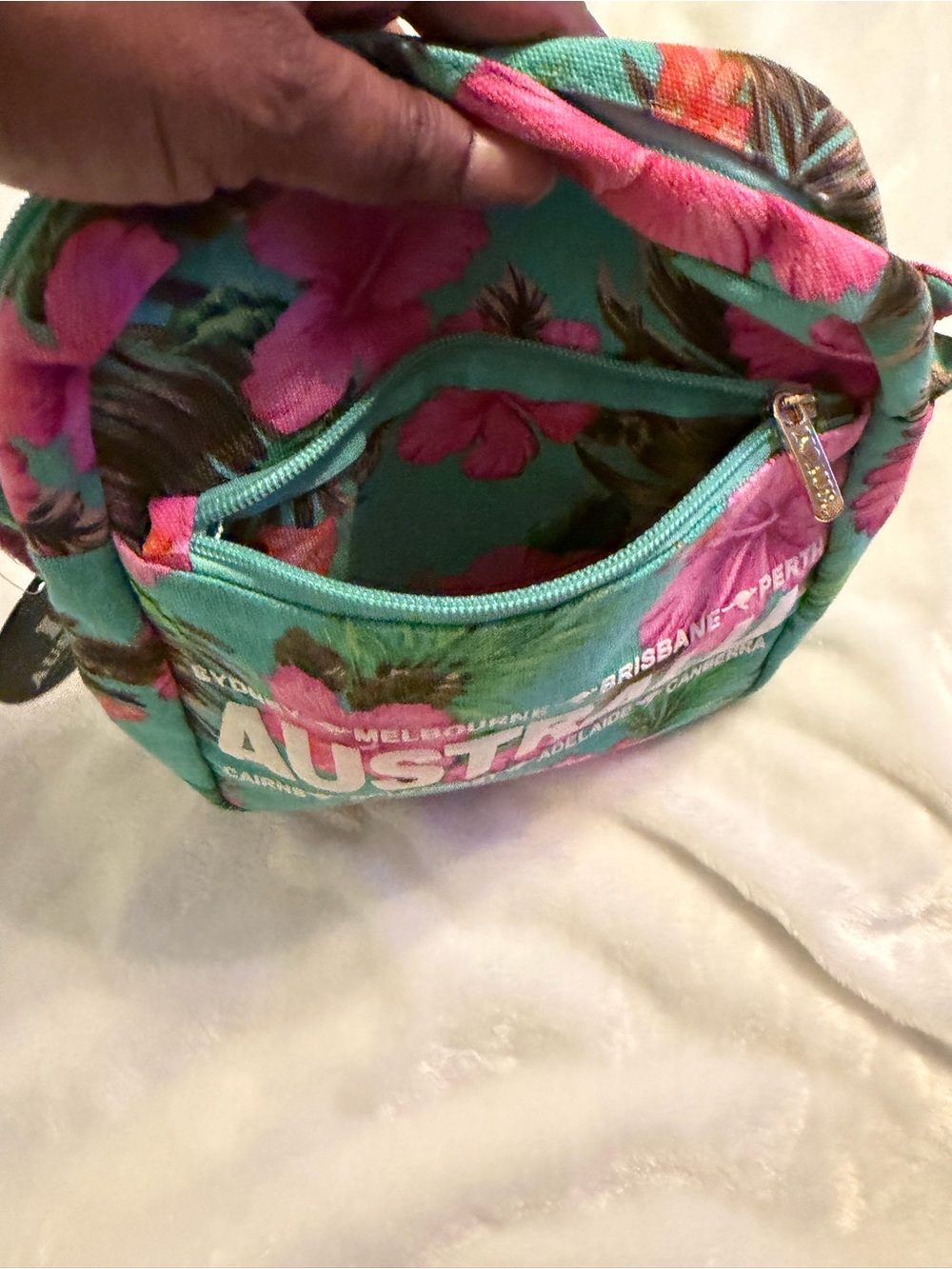 Australia Floral Crossbody Bag - Turquoise & Pink - Picture 3 of 5